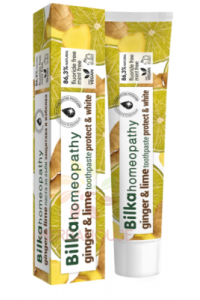 Obrázok pre Bilka Homeopathy Prírodná bieliaca zubná pasta bez fluoridu a SLS – zázvor a limetka (75g)