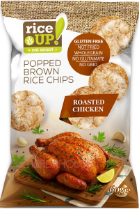 Rice Up Bezlepkový ryžový chips s príchuťou pečené kura (60g) Obrázok pre Rice Up Bezlepkový ryžový chips s príchuťou pečené kura (60g)