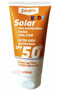 JutaVit Solar Kids Vodeodolné opaľovacie mlieko na telo a tvár s Aloe Vera a panthenolom SPF 50 (150ml) Obrázok pre JutaVit Solar Kids Vodeodolné opaľovacie mlieko na telo a tvár s Aloe Vera a panthenolom SPF 50 (150ml)