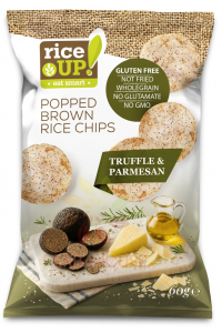 Rice Up Bezlepkový ryžový chips s príchuťou hľuzovka a parmezán (60g) Obrázok pre Rice Up Bezlepkový ryžový chips s príchuťou hľuzovka a parmezán (60g)