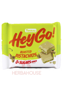 Torras Hey Go Biela čokoláda s pistáciami bez pridaného cukru (60g) Obrázok pre Torras Hey Go Biela čokoláda s pistáciami bez pridaného cukru (60g)