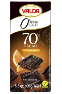 Obrázok pre Valor Bezlepková Horká čokoláda 70% s pomarančom bez pridaného cukru (100g)