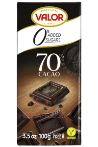 Obrázok pre Valor Bezlepková Horká čokoláda 70% bez pridaného cukru (100g)