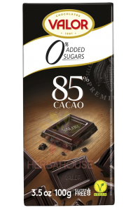 Obrázok pre Valor Bezlepková Horká čokoláda 85% bez pridaného cukru (100g)