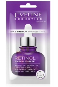 Obrázok pre Eveline Face Therapy Retinolová, spevňujúca pleťová ampulková maska s 0,2 % retinolom, bakuchiolom a niacínamídom (8ml)