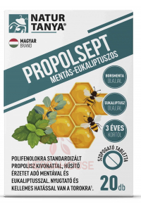 Obrázok pre Natur Tanya PROPOLSEPT Propolisové pastilky na hrdlo s vitamínom C - mäta a eukalyptus (20ks)