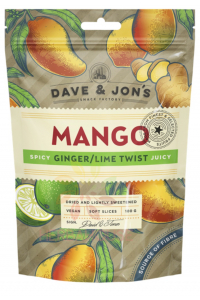 Obrázok pre Dave & Jon's Mango sušené kandizované plátky so zázvorom a limetkovou šťavou (100g)  