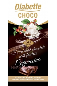 Obrázok pre Diabette Choco Horká čokoláda s fruktózou plnená krémom s capucinovou príchuťou (80g)