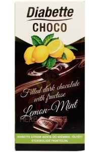 Obrázok pre Diabette Choco Horká čokoláda s fruktózou plnená krémom s citrónovo mätovou príchuťou (80g)