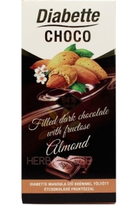 Obrázok pre Diabette Choco Horká čokoláda s fruktózou plnená krémom s mandľovou príchuťou (80g)