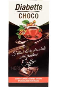 Obrázok pre Diabette Choco Horká čokoláda s fruktózou plnená krémom s kávovou príchuťou (80g)