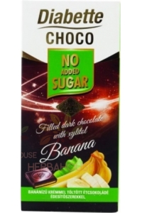 Obrázok pre Diabette Choco Horká čokoláda so sladidlom plnená krémom s banánovou príchuťou (80g)