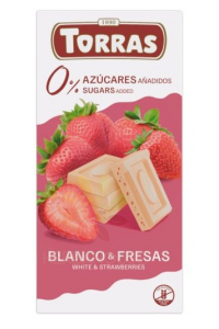 Torras Bezlepková biela čokoláda s jahodou bez pridaného cukru (75g) Obrázok pre Torras Bezlepková biela čokoláda s jahodou bez pridaného cukru (75g)