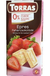 Obrázok pre Torras Bezlepková biela čokoláda s jahodou bez pridaného cukru (75g)