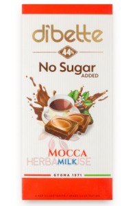 Obrázok pre Dibette Mliečna čokoláda so sladidlom plnená krémom s kávovou príchuťou (80g)