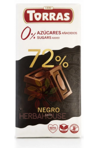 Obrázok pre Torras Bezlepková horká čokoláda 72% bez pridaného cukru (75g)