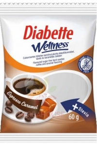 Obrázok pre Diabette Wellness Tvrdé cukríky s kávovou a karamelovou príchuťou bez cukru so sladidlami (60g)