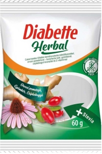 Obrázok pre Diabette Herbál Tvrdé cukríky s jablčníkom obyčajným, vitamínom C s príchuťou mäty so sladidlami (60g)