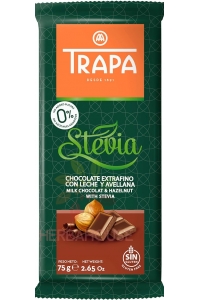 Obrázok pre Trapa Bezlepková Mliečna čokoláda so stéviou a lieskovými orieškami (75g)