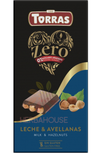 Obrázok pre Torras Zero Bezlepková mliečna čokoláda s celými lieskovými orieškami bez pridaného cukru (150g)