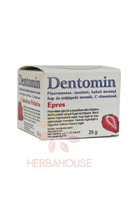 Obrázok pre Geoproduct Dentomin Prírodný minerálny zubný prášok s jahodovou príchuťou bez fluóru (25g)