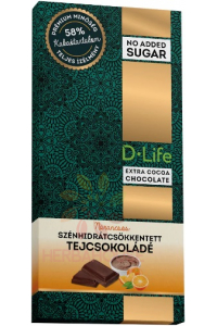 Obrázok pre D-Life Mliečna čokoláda pomaranč so zníženým obsahom sacharidov (80g)