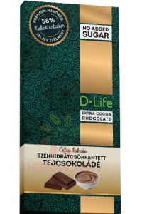 Obrázok pre D-Life Mliečna čokoláda so zníženým obsahom sacharidov (80g)