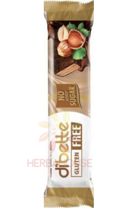 Obrázok pre Dibette NAS Bezlepková oblátka plnená krémom s lieskovo-orieškovou príchuťou v horkej čokoláde so sladidlom (26g)