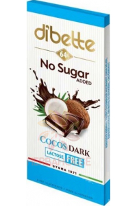 Obrázok pre Dibette NAS Horká čokoláda plnená krémom s kokosovou príchuťou so sladidlom  (80g)