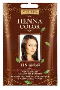 Obrázok pre Venita Henna Color prírodný prášok na farbenie vlasov 115 - čokoládovo hnedá (25g)