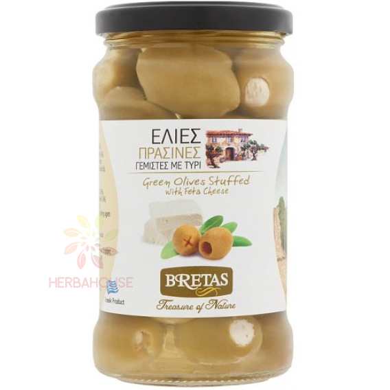 Obrázok pre Bretas Zelené olivy plnené Feta syrom v slnečnicovom oleji (300g)