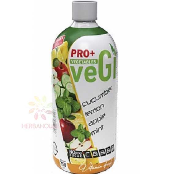 Obrázok pre PRO+ Vegetables Nesýtený nízkoenergetický nápoj s vitamínom C, B3, B5, B9 a sladidlami - uhorka, citrón, jablko, mäta (750ml)
