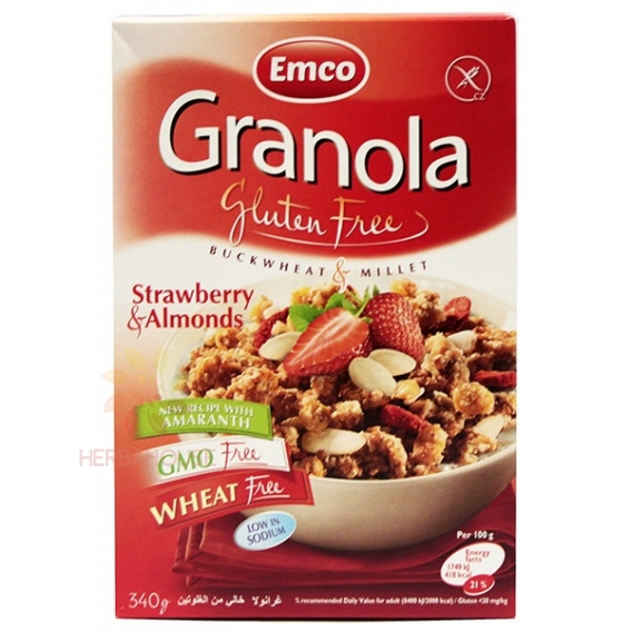 Obrázok pre Emco Bezgluténová granola jahodovo-mandľová (340g) 