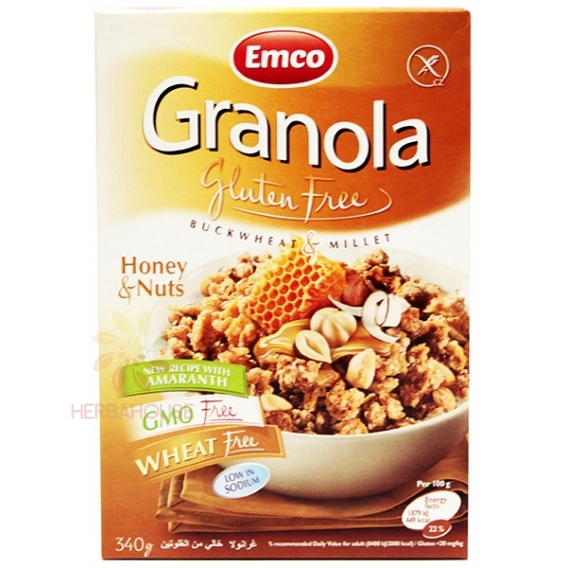 Obrázok pre Emco Bezgluténová granola lieskovo-oriešková s medom (340g) 