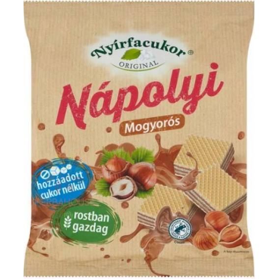 Obrázok pre Nyírfacukor Oblátky plnené kakaovo-orieškovým krémom bez cukru so xylitolom (180g)