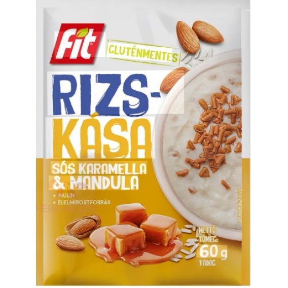 Obrázok pre Fit Bezlepková Ryžová kaša so slaným karamelom, mandľami a inulínom (60g) 60G