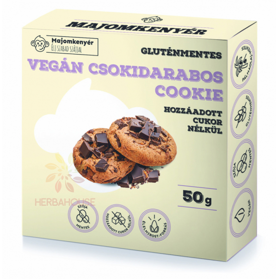 Obrázok pre Majomkenyér Bezlepkové sušienky cookie s kúskami čokolády bez cukru (50g)