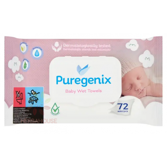 Obrázok pre Puregenix Detské vlhčené utierky hypoalergénne (72ks)