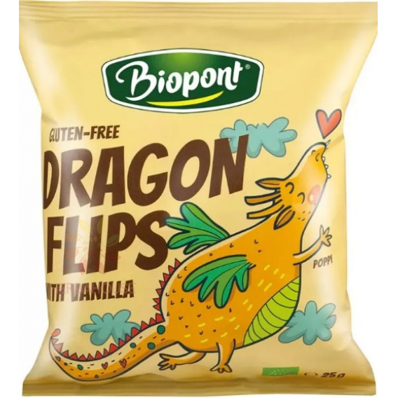 Obrázok pre Biopont Bio Dragon Flips Bezlepkové Kukuričné chrumky vanilková príchuť (25g)