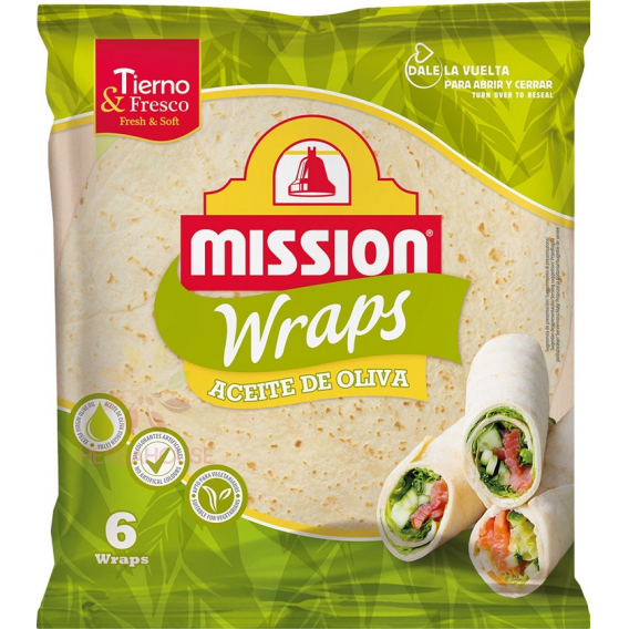 Obrázok pre Mission Wrap tortilla s extra panenským olivovým olejom 6ks (370g) 