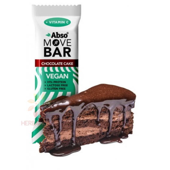 Obrázok pre Abso Vegan Bezlepková proteinová tyčinka - čokoládová torta s polevou (35g)