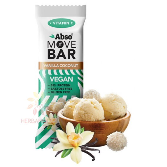 Obrázok pre Abso Vegan Bezlepková proteinová tyčinka - vanilka a kokos (35g)