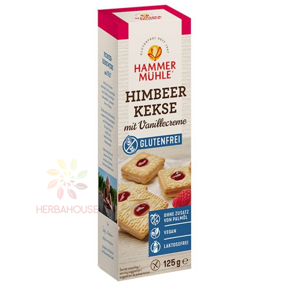 Obrázok pre Hammermühle Malinové sušienky s vanilkovým krémom bez lepku a laktózy (125g)