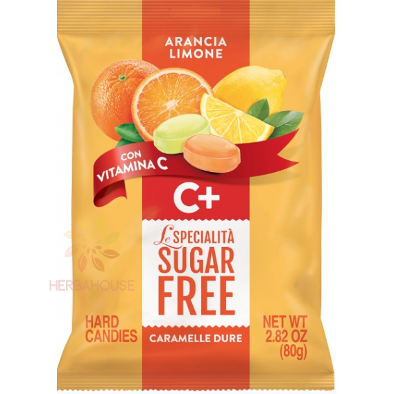 Obrázok pre Serra Tvrdé cukríky s pomarančovou a citrónovou príchuťou so sladidlami a vitamínom C (80g)