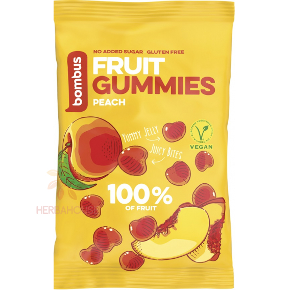 Obrázok pre Bombus Fruit Gummies gumové cukríky broskyňové (35g)