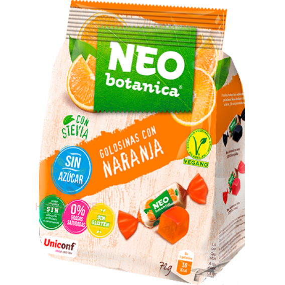 Obrázok pre Neo Botanica Bezlepkové želé cukríky s pomarančovou príchuťou so sladidlami (72g)