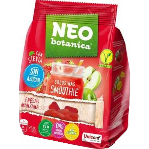 Obrázok pre Neo Botanica Bezlepkové želé cukríky s príchuťou jablka a jahody so sladidlami (72g)