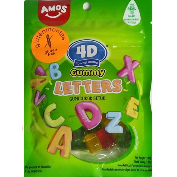 Obrázok pre Amos 4D Fun&Play Bezlepkové gumené cukríky ovocný mix - písmenká (100g)