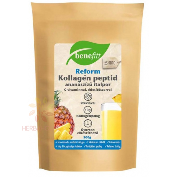 Obrázok pre Benefitt Reform Hovädzí kolagénový peptidový nápoj v prášku s vitamínom C a stéviou - ananásová príchuť (300g)