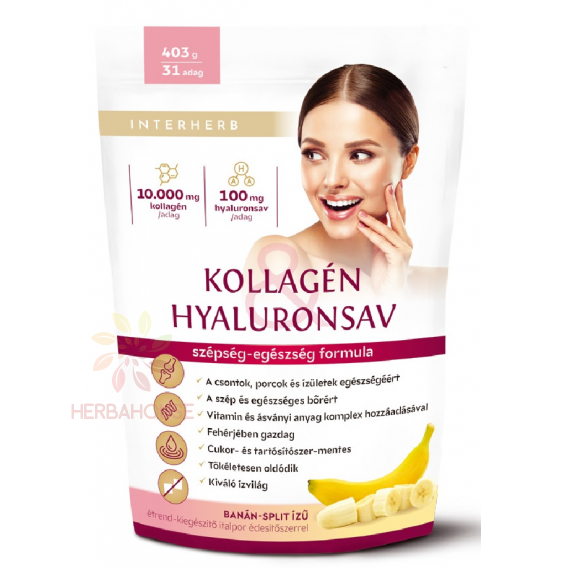 Obrázok pre Interherb Prášok kolagén a kyselina hyalurónová so sladidlom - banana split (403g)